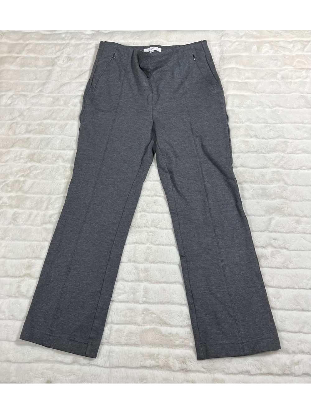 LOFT Womens M Pull On Ponte Seamed Straight Leg Cropped Office Work Pants Preppy